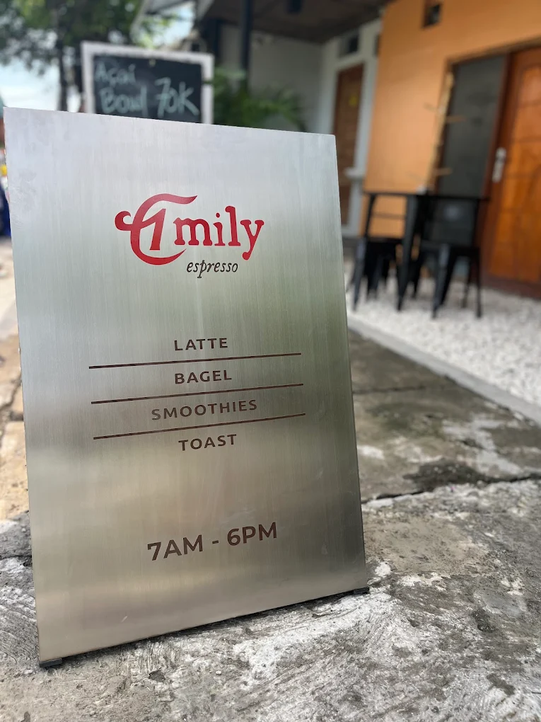 Emily Espresso Bar menu and branding